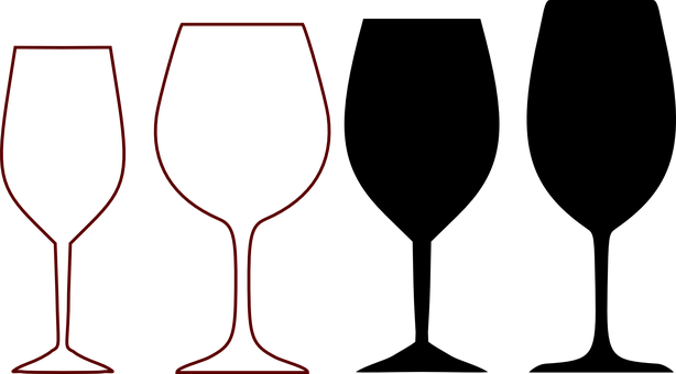 Red Outline Wine Glasses