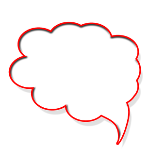 Red Outlined Speech Bubbleon Black Background PNG with transparent background