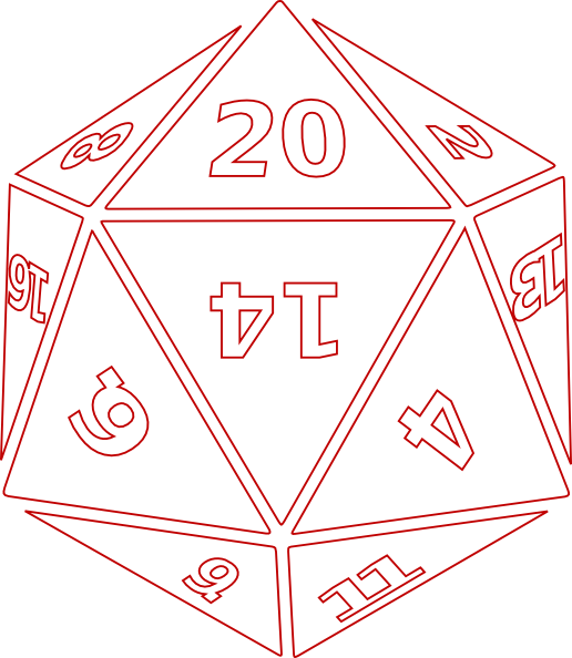 Red Outlined Twenty Sided Die