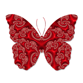 Red Paisley Butterfly Art PNG with transparent background