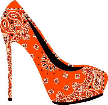 Red Paisley Stiletto High Heel PNG with transparent background