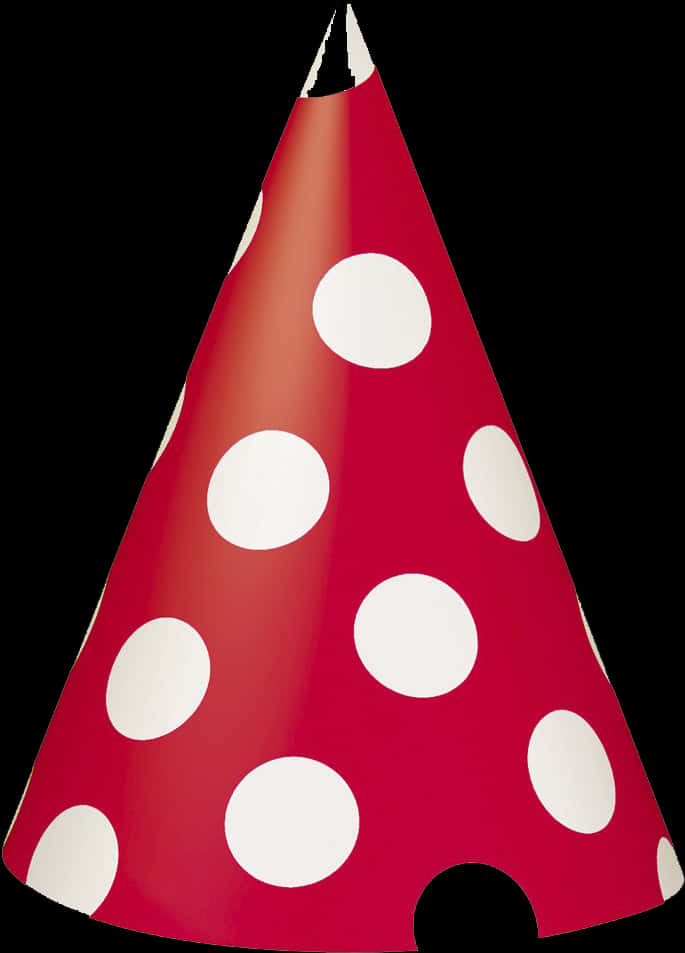 Red Party Hatwith White Polka Dots