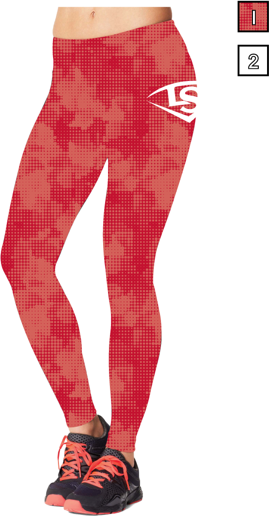 Red Patterned Sports Leggings