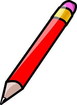 Red Pencil Cartoon Illustration PNG with transparent background