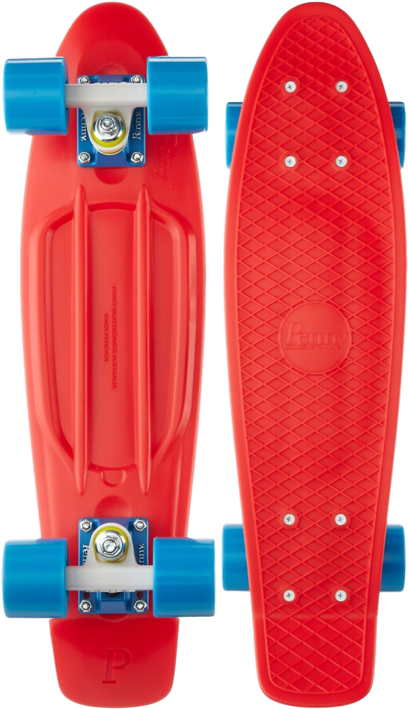 Red Penny Skateboardwith Blue Wheels