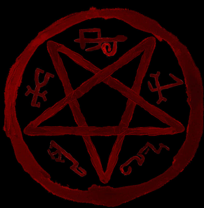 Red Pentagramwith Symbols