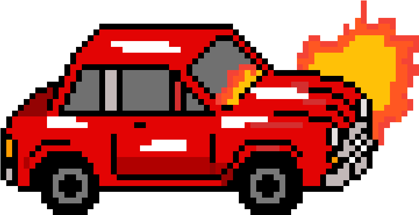 Red Pixel Car Crash Illustration