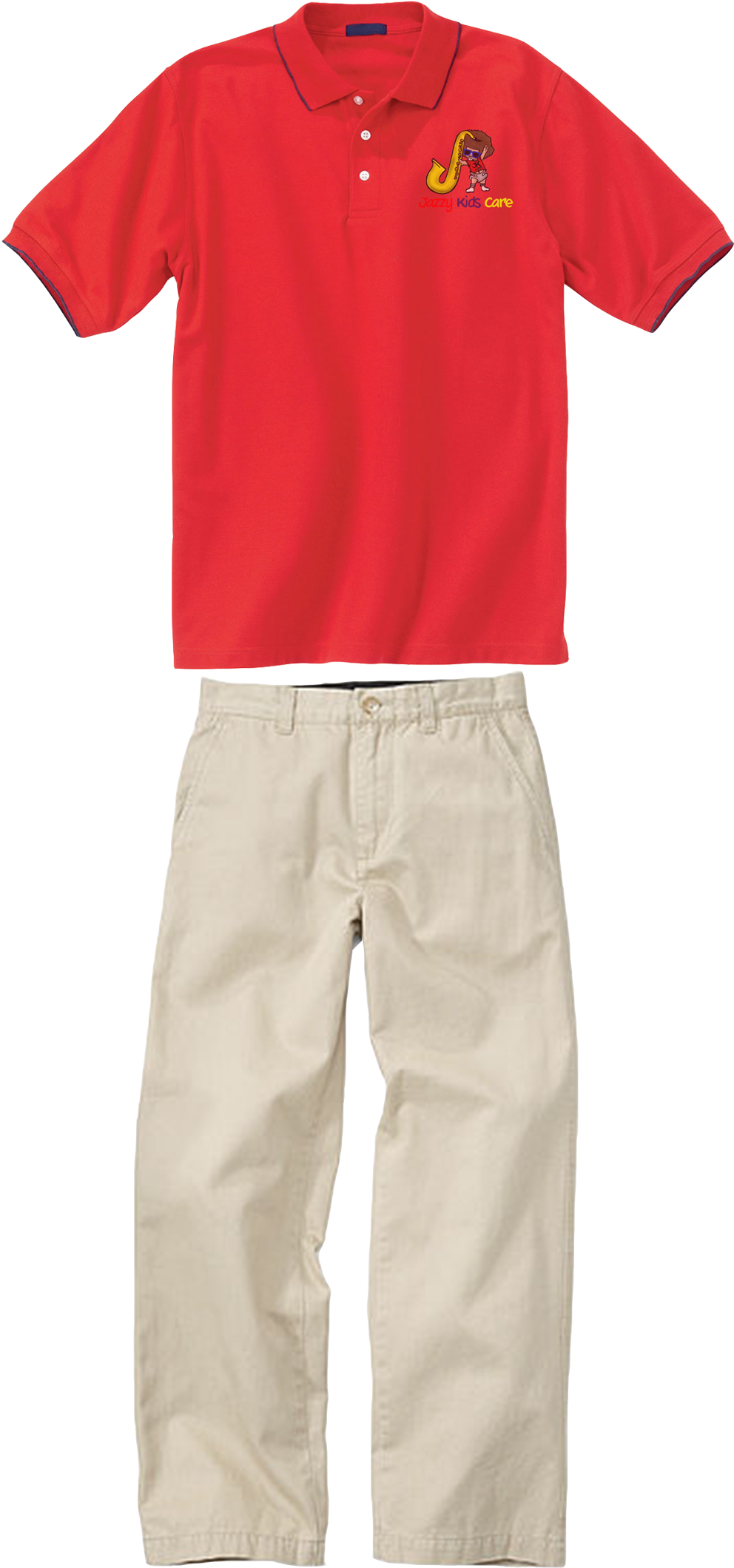 Red Polo Shirt Khaki Pants Outfit