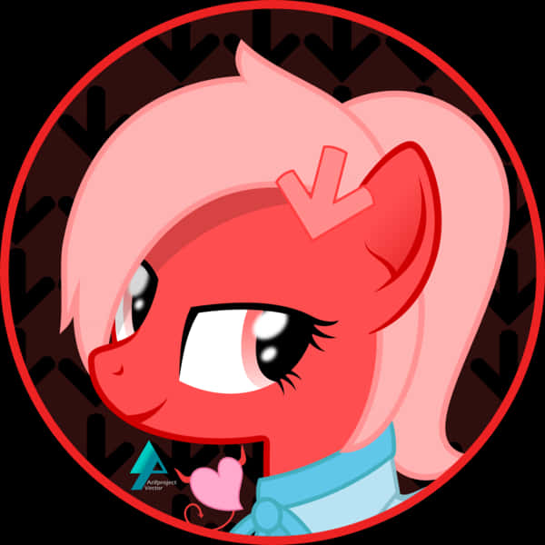 Red Pony Circle Vector Art