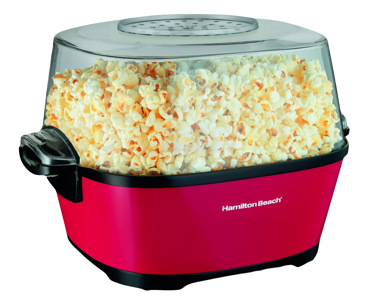Red Popcorn Maker Fullof Popcorn PNG with transparent background