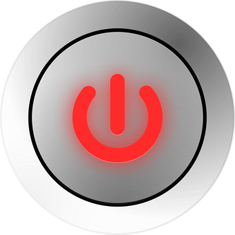 Red Power Button Illuminated PNG with transparent background