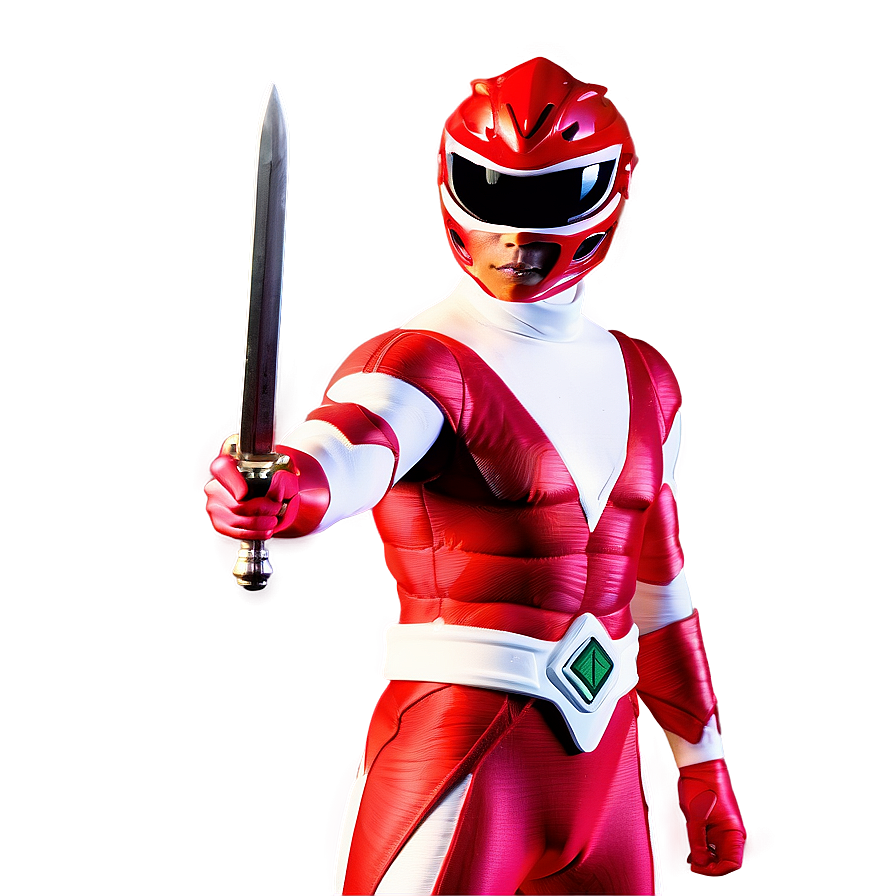 Red Power Ranger With Sword Drawn Png 88