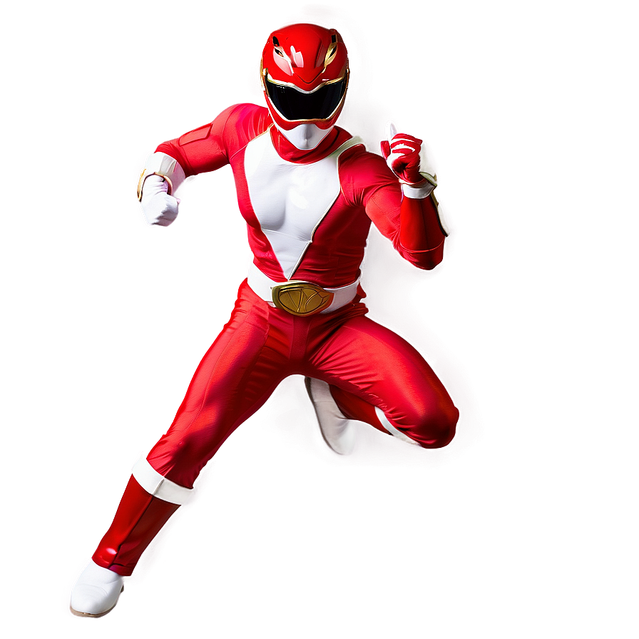 Red Ranger In Mid-attack Png 92