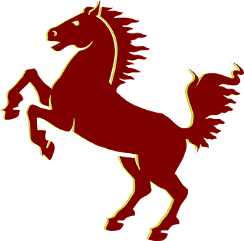 Red_ Rearing_ Horse_ Silhouette PNG with transparent background