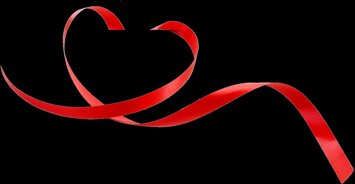 Red Ribbon Heart Shapeon Black Background PNG image with a transparent background, free high-resolution download