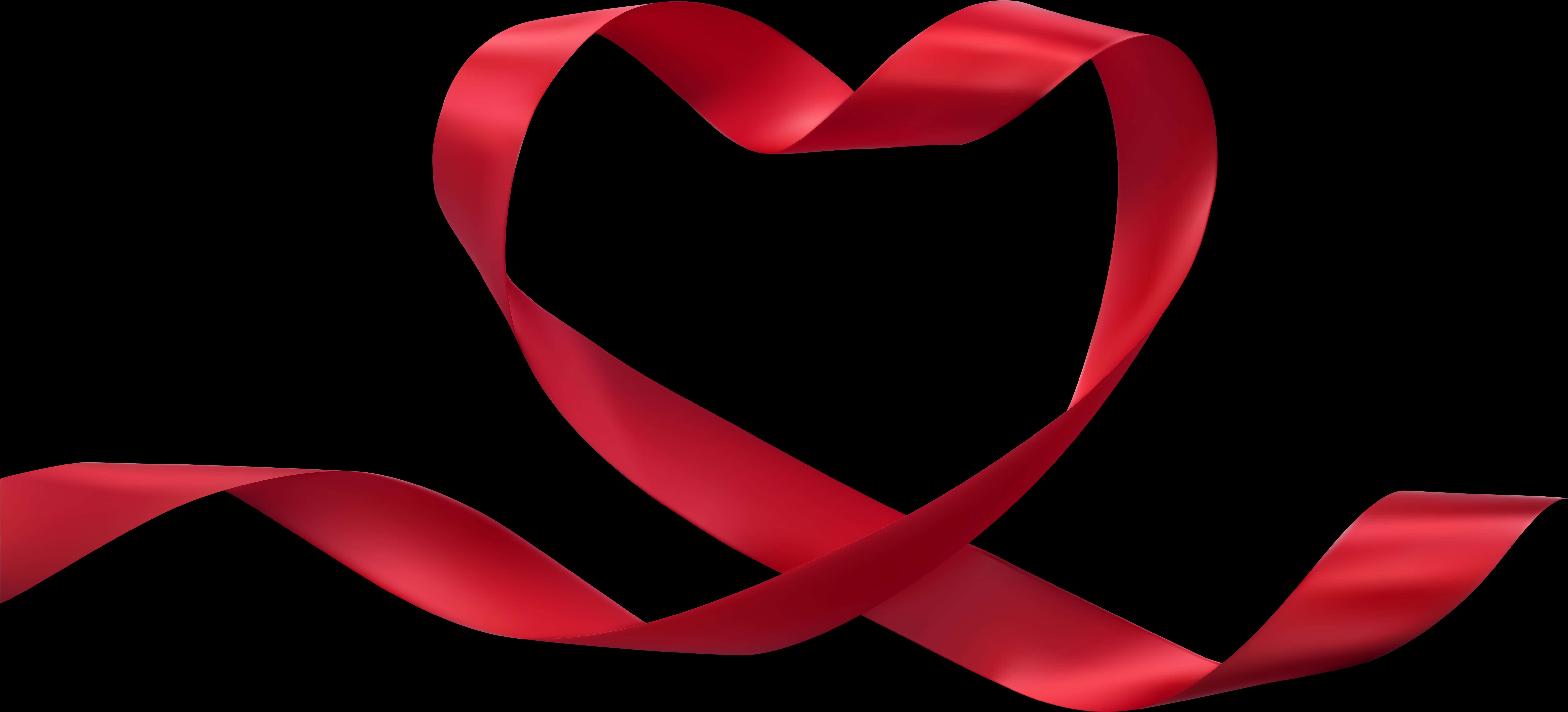 Red Ribbon Heart Shapeon Black Background