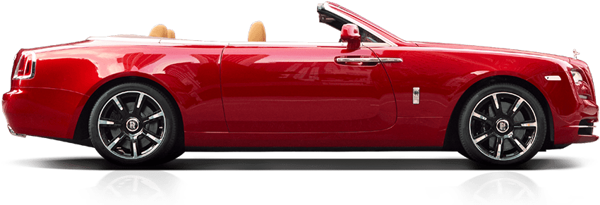 Red Rolls Royce Dawn Convertible Side View