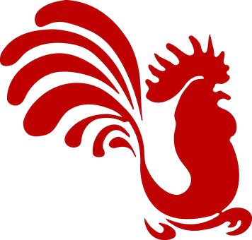 Red Rooster Silhouette Graphic PNG with transparent background