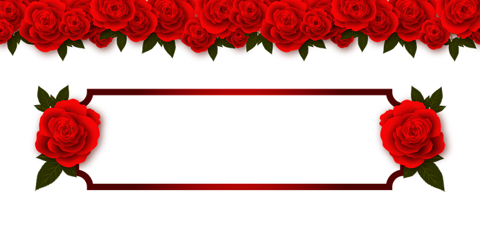 Red Rose Border Design PNG with transparent background