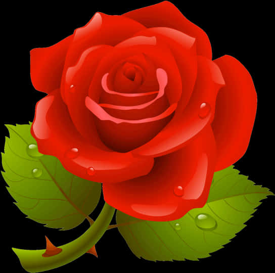 Red Rose With Dew Drops.png PNG with transparent background