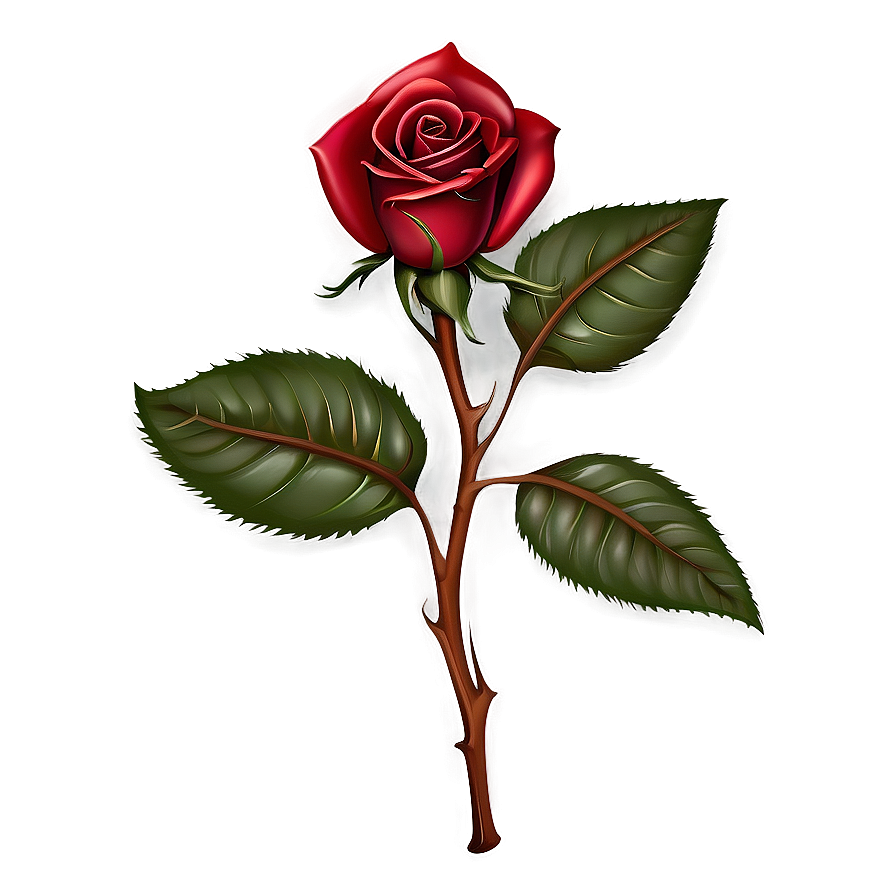 Red Rose With Leaves Png 3