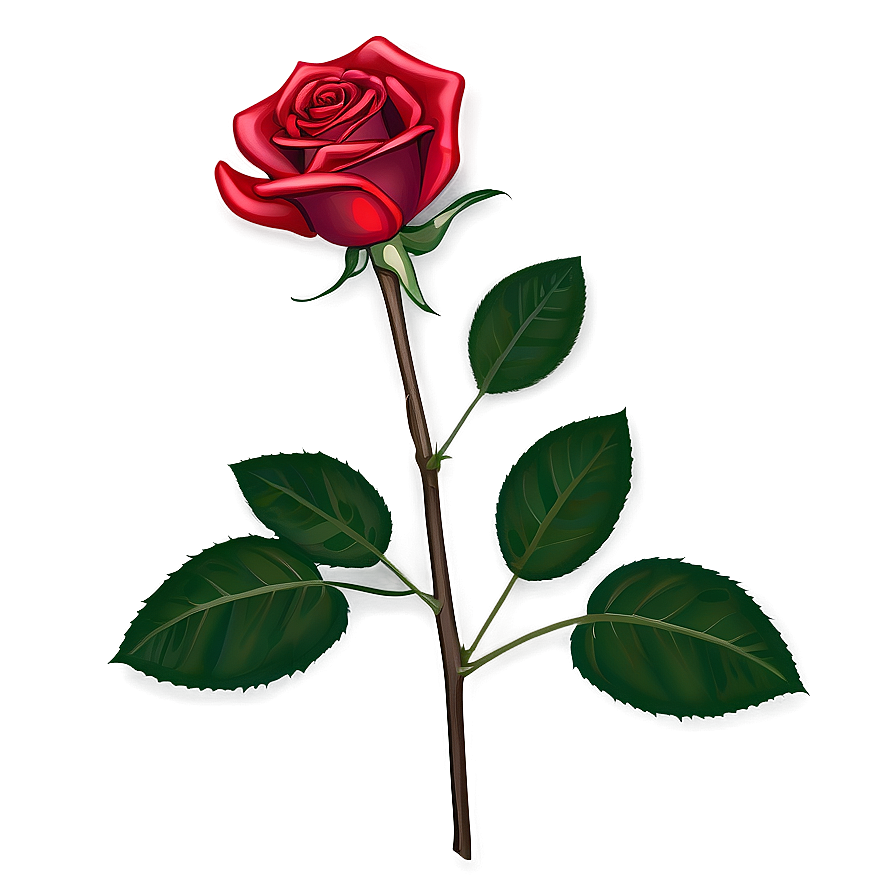 Red Rose With Leaves Png 39