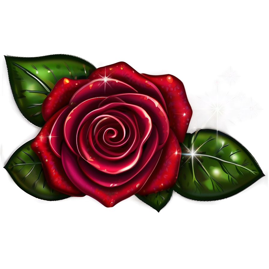 Red Rose With Sparkles Png 05242024