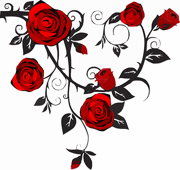 Red Roses Artistic Design PNG with transparent background