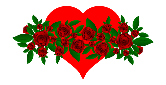 Red Roses Heart Love Graphic PNG with transparent background