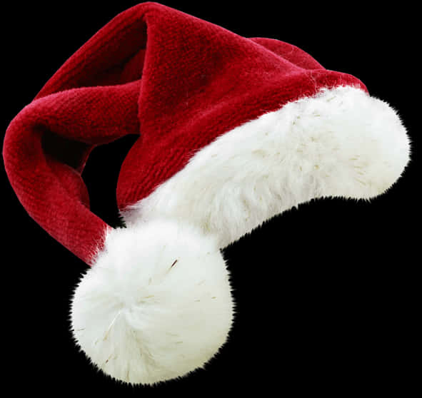 Red Santa Hat Black Background PNG with transparent background