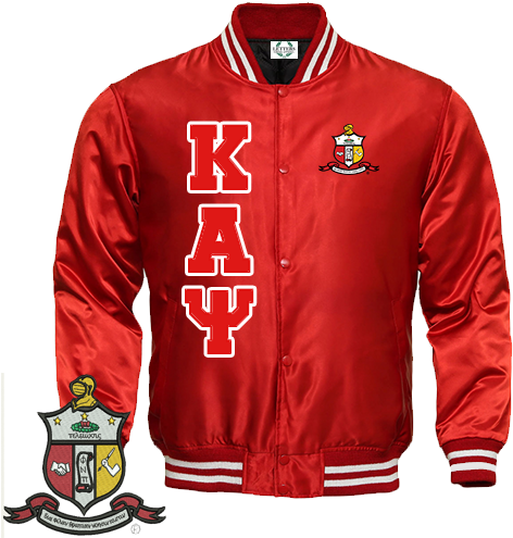 Kappa Alpha Psi Satin Baseball Bomber Jacket - Red Satin Varsity Jacket, HD Png Download PNG image with a transparent background, free high-resolution download