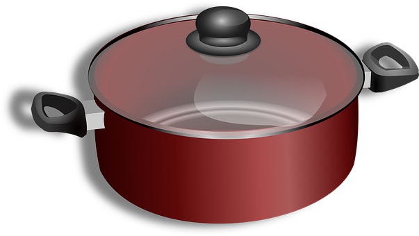 Red Saucepanwith Lid PNG with transparent background