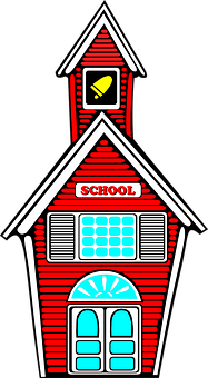 Red Schoolhouse Graphic PNG with transparent background