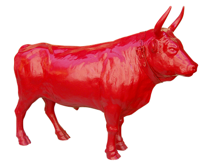 Red Sculpture Bullon Black Background PNG with transparent background