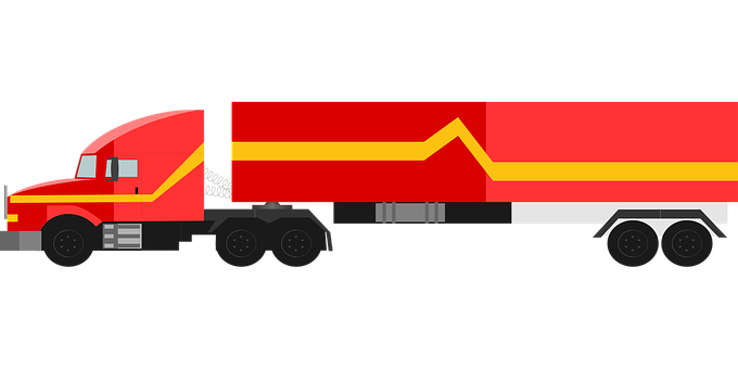 Red Semi Truck Vector Illustration PNG with transparent background