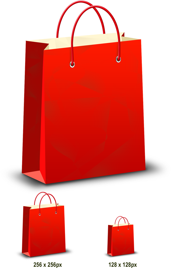 Red Shopping Bags Different Sizes PNG with transparent background