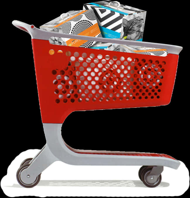 Red Shopping Cart Fullof Items