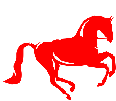 Red Silhouette Galloping Horse PNG with transparent background