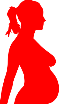 Red Silhouette Pregnant Woman Profile