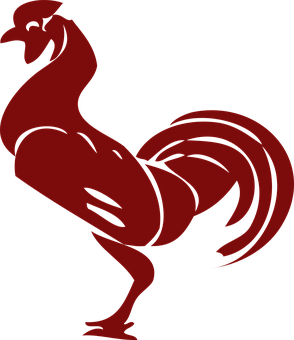 Red Silhouette Rooster PNG with transparent background