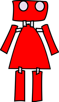 Red Simple Robot Illustration PNG with transparent background
