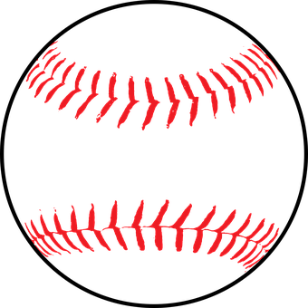Red Softball Stitchingon Black PNG with transparent background