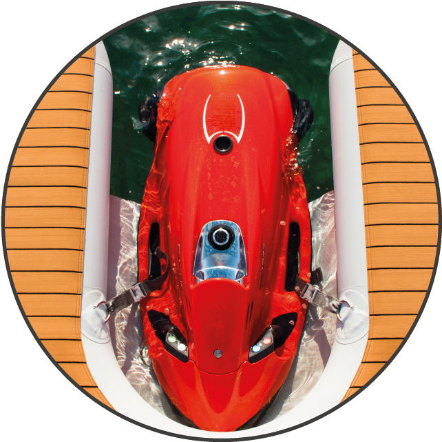 Red Speedboat Aerial View Docked PNG with transparent background