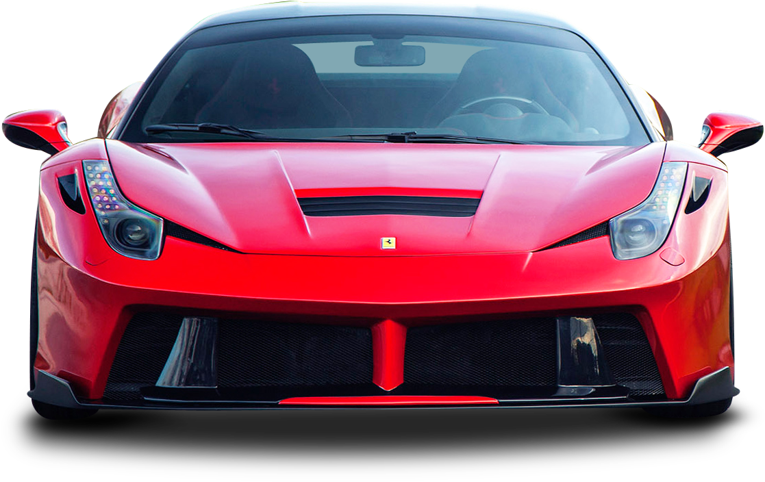 Red Sports Car Front View PNG with transparent background