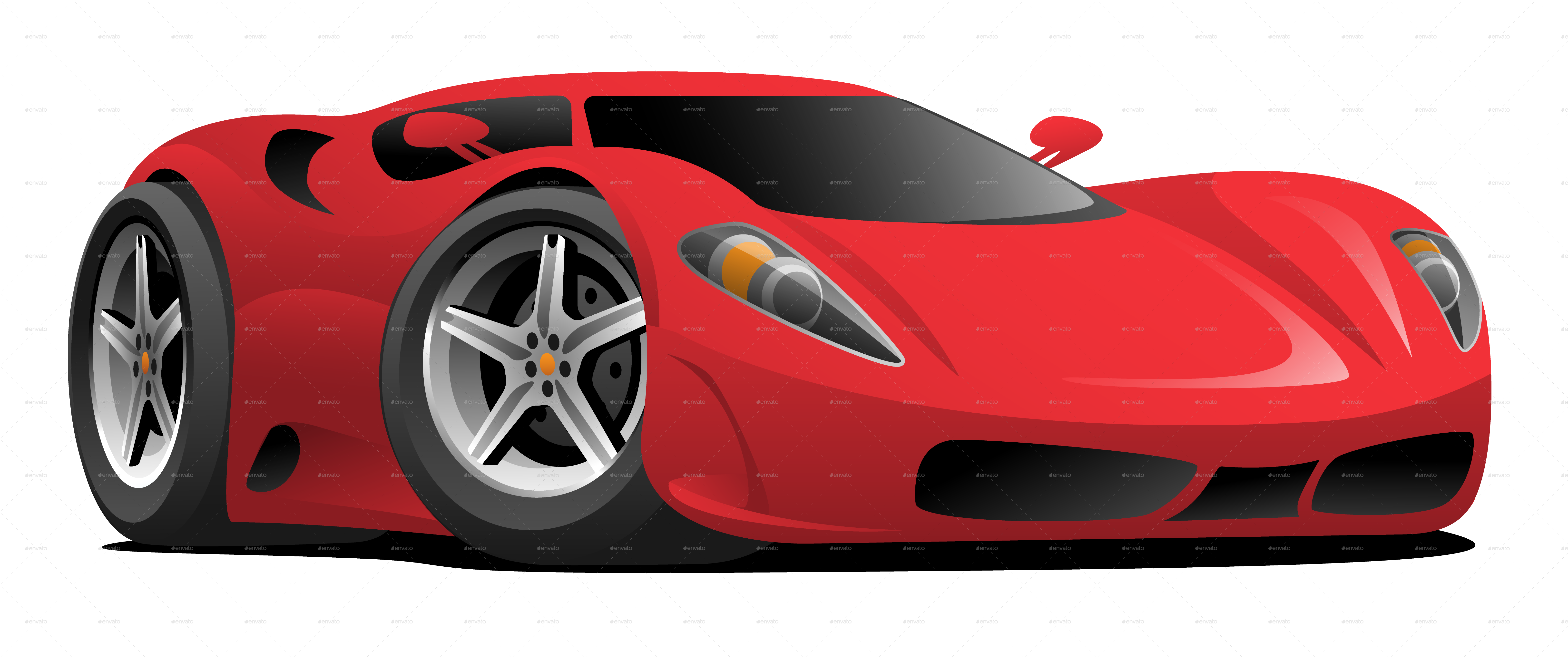 Red Sports Car Illustration PNG with transparent background