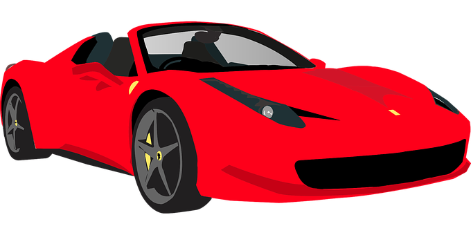 Red Sports Car Illustration PNG with transparent background