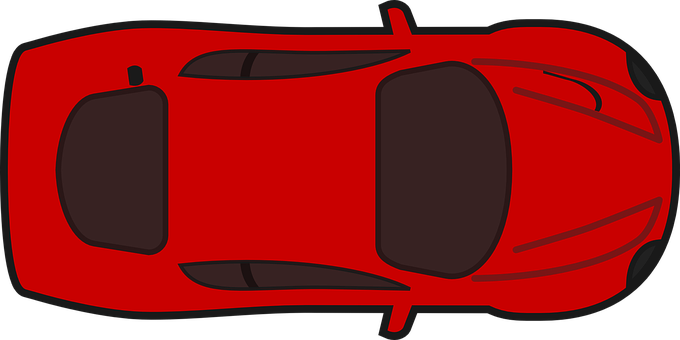 Red Sports Car Top View Vector PNG with transparent background