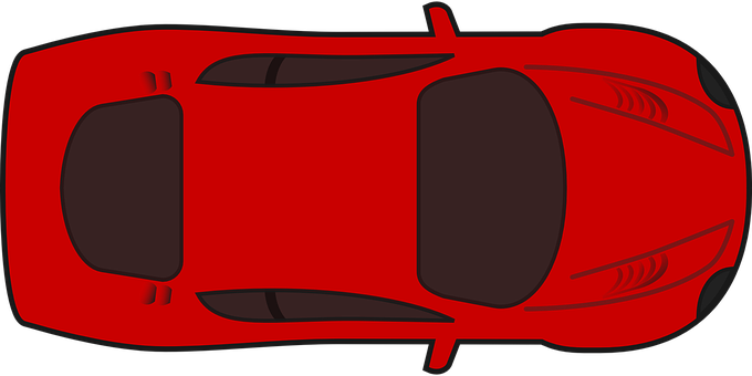Red Sports Car Top View PNG with transparent background