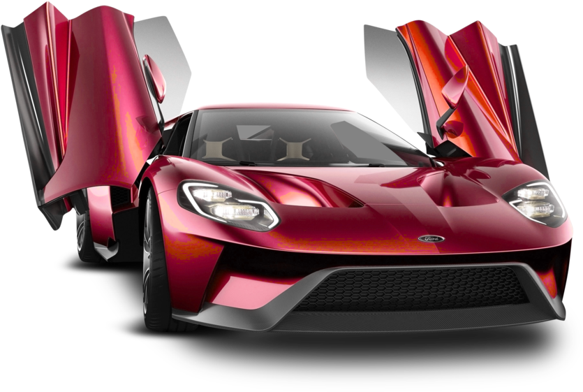 Red Sports Car With Doors Open PNG with transparent background