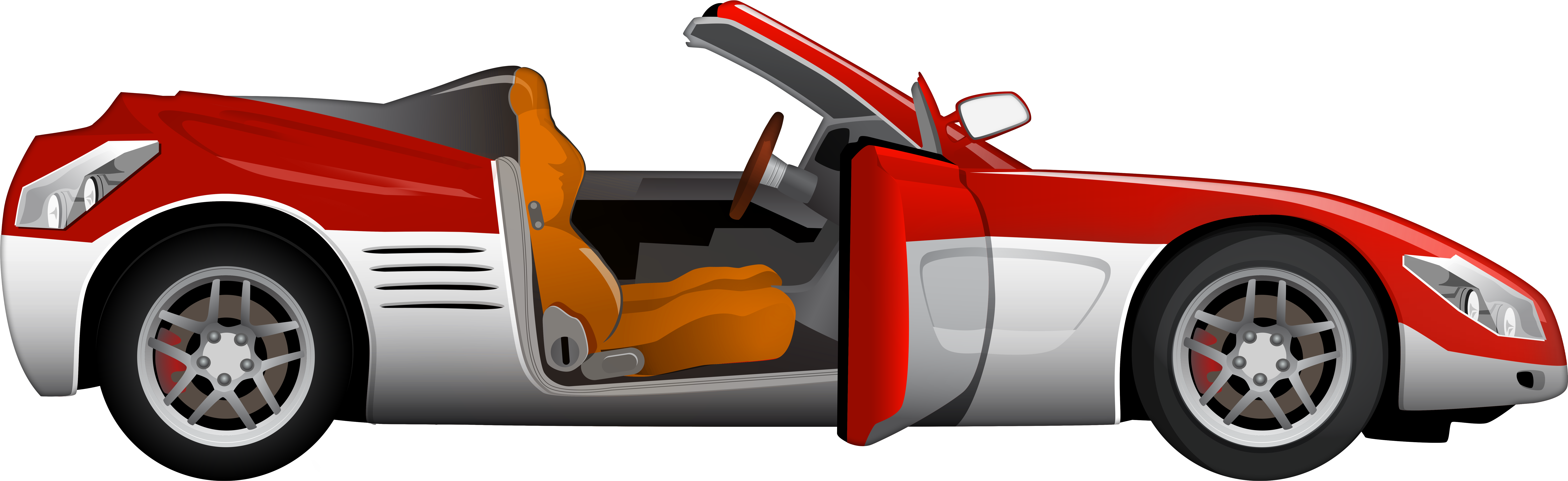 Red Sports Car With Open Door PNG with transparent background